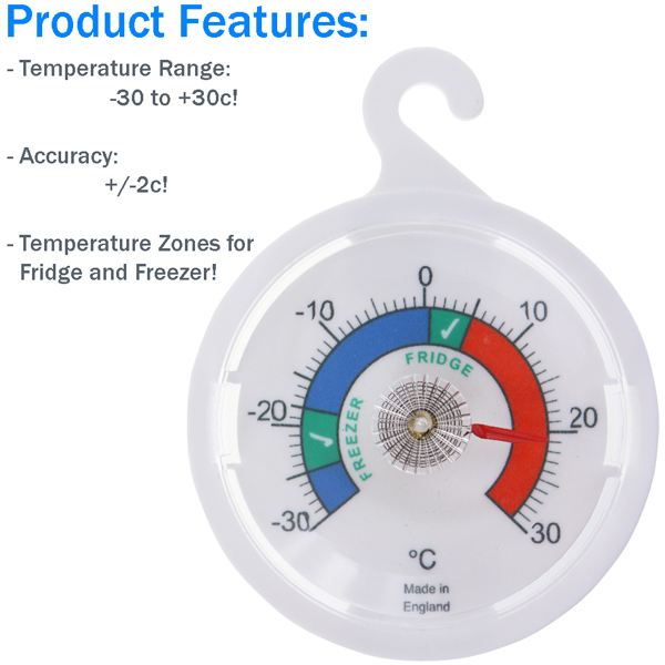 4 Pack Refrigerator Freezer Thermometer Large Dial Thermometer 