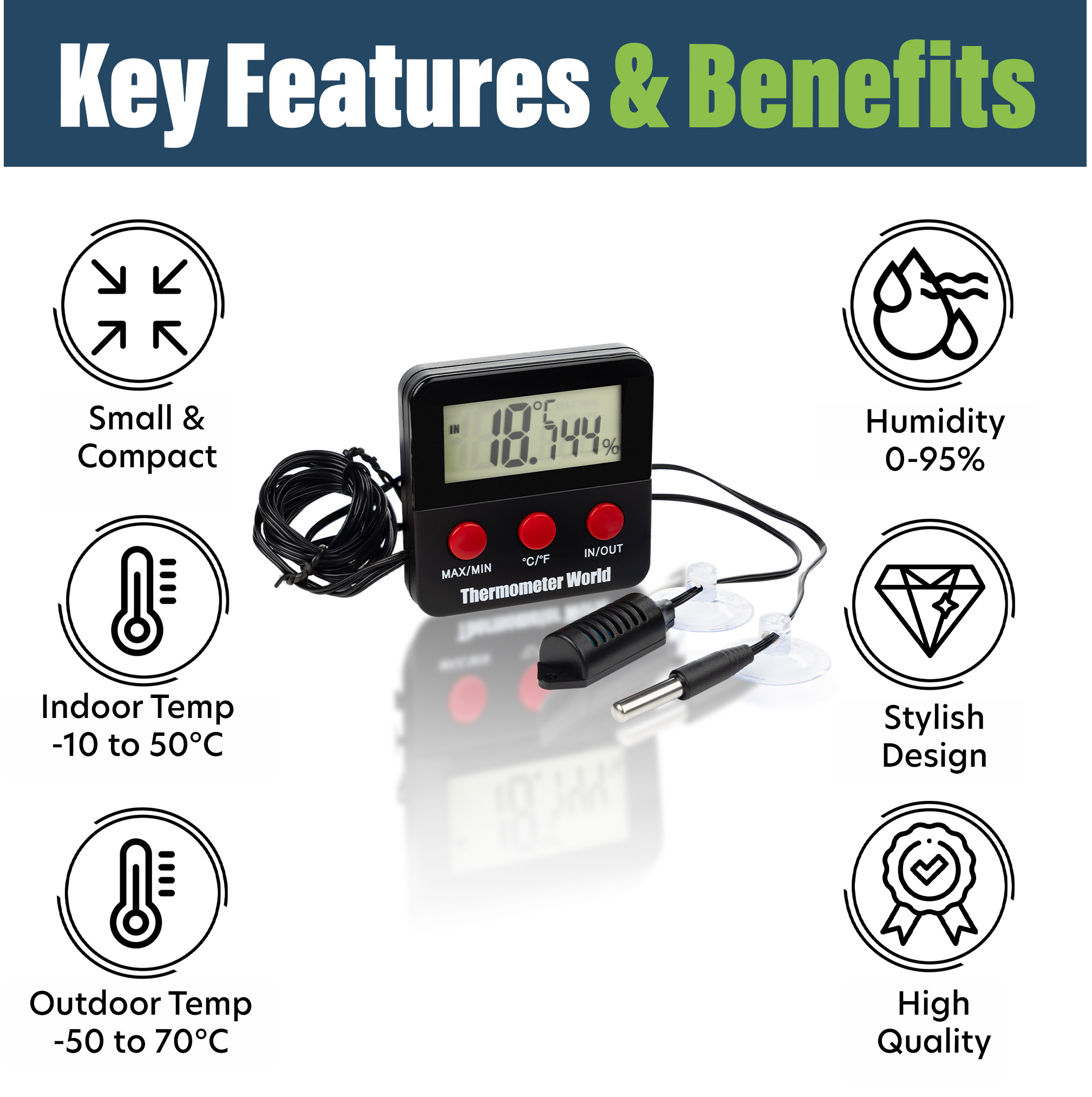 Digital Reptile Thermometer Hygrometer for Reptile Tank - Image 3