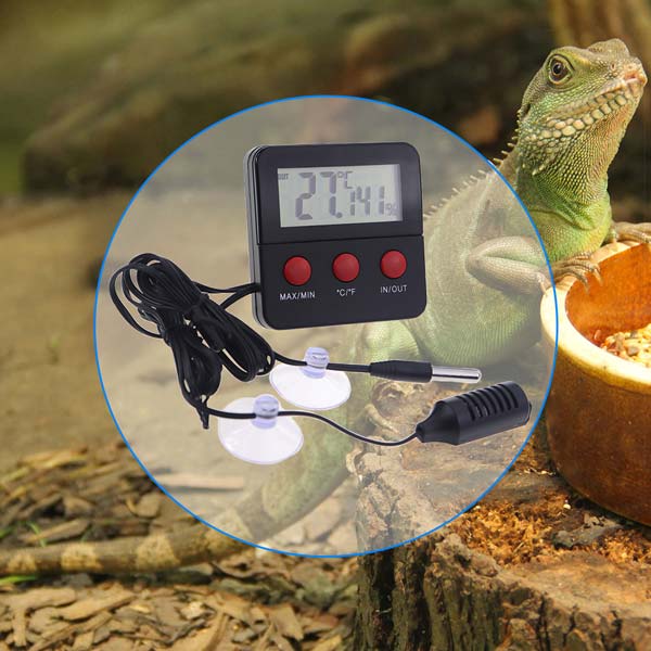 Digital Reptile Thermometer and Humidity Gauge Remote Probes