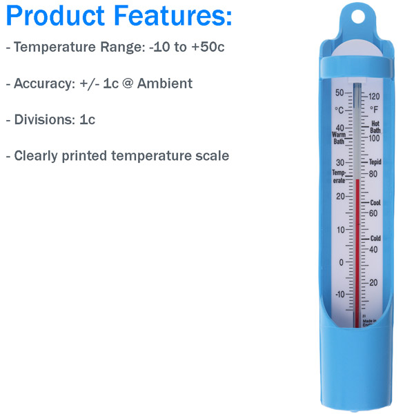 Swimming Pool Thermometer 230 mm - Scoop Sampling Water Temperature  Thermometer for Bath Swimming Pool Ice Bath - Easy to use Water Thermometer