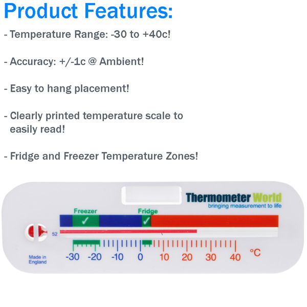 Horizontal Fridge Freezer Thermometer Features