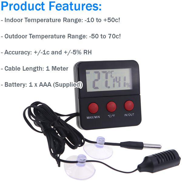 Digital Thermometer Hygrometer Features