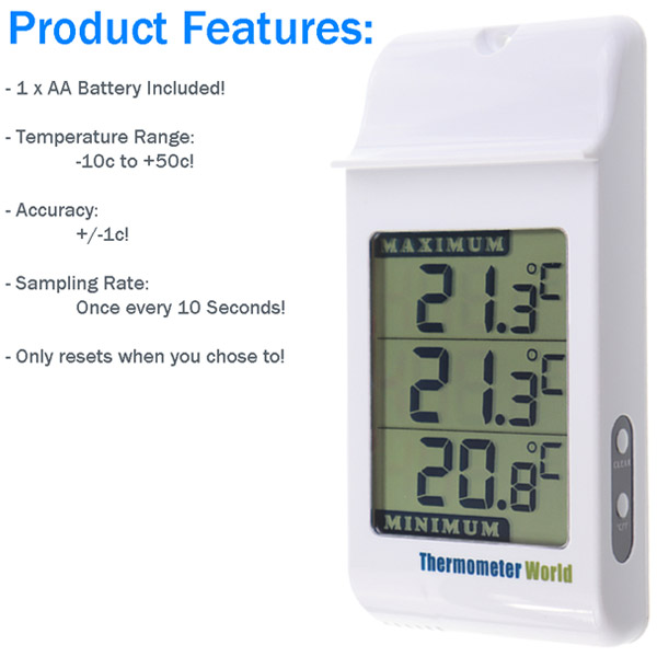 Digital Max Min Greenhouse Thermometer Features