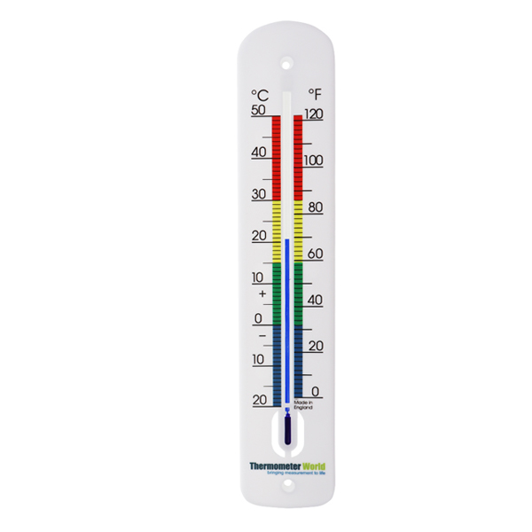 Colour Coded 380mm Plastic Wall Thermometer - Thermometer World