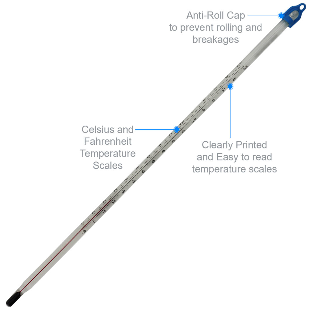 305mm Red Spirit Laboratory Thermometer 10 to +150 Range