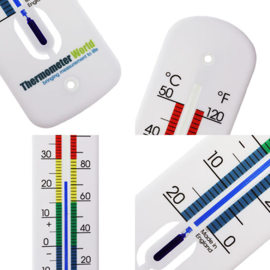 Colour Coded 380mm Plastic Wall Thermometer Thermometer World
