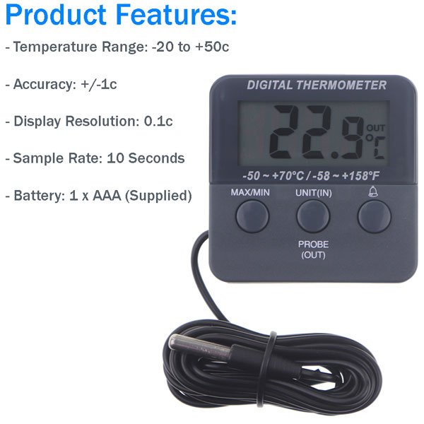 Digital Fridge Freezer Thermometer Features