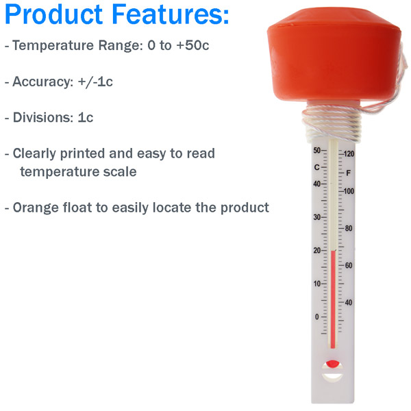 Floating pool and Water Thermometer Features