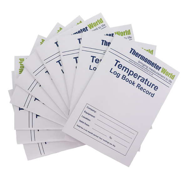Temperature Log Book x 10 Pack A5 Size by Thermometer World UK Next Day Delivery Thermometers