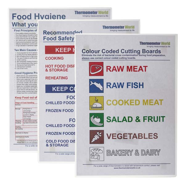 Pack of 3 Food Safety Posters (One of Each) by Thermometer World UK Next Day Delivery Thermometers
