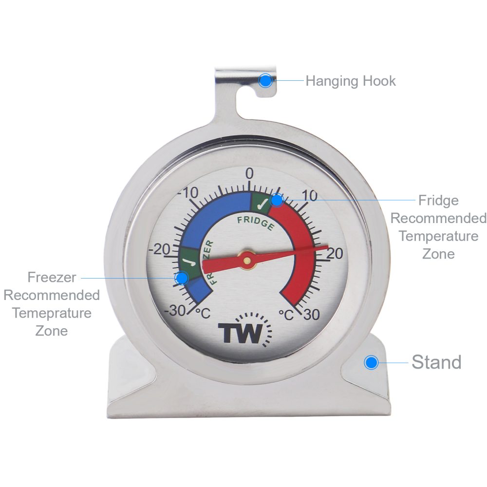 Dial Stainless Steel Fridge Freezer Thermometer Details
