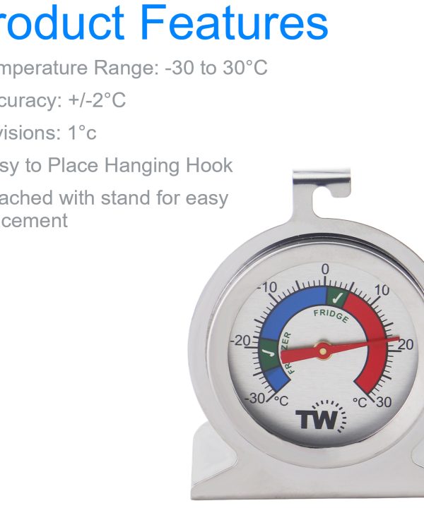 Dial Stainless Steel Fridge Freezer Thermometer Features