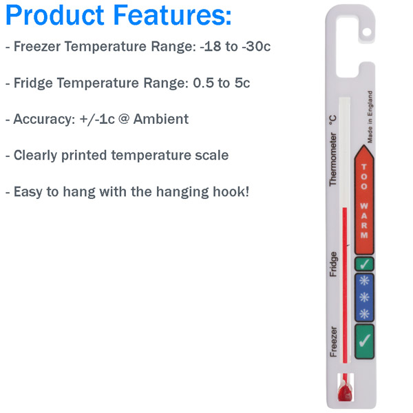 Vertical Fridge Thermometer Features