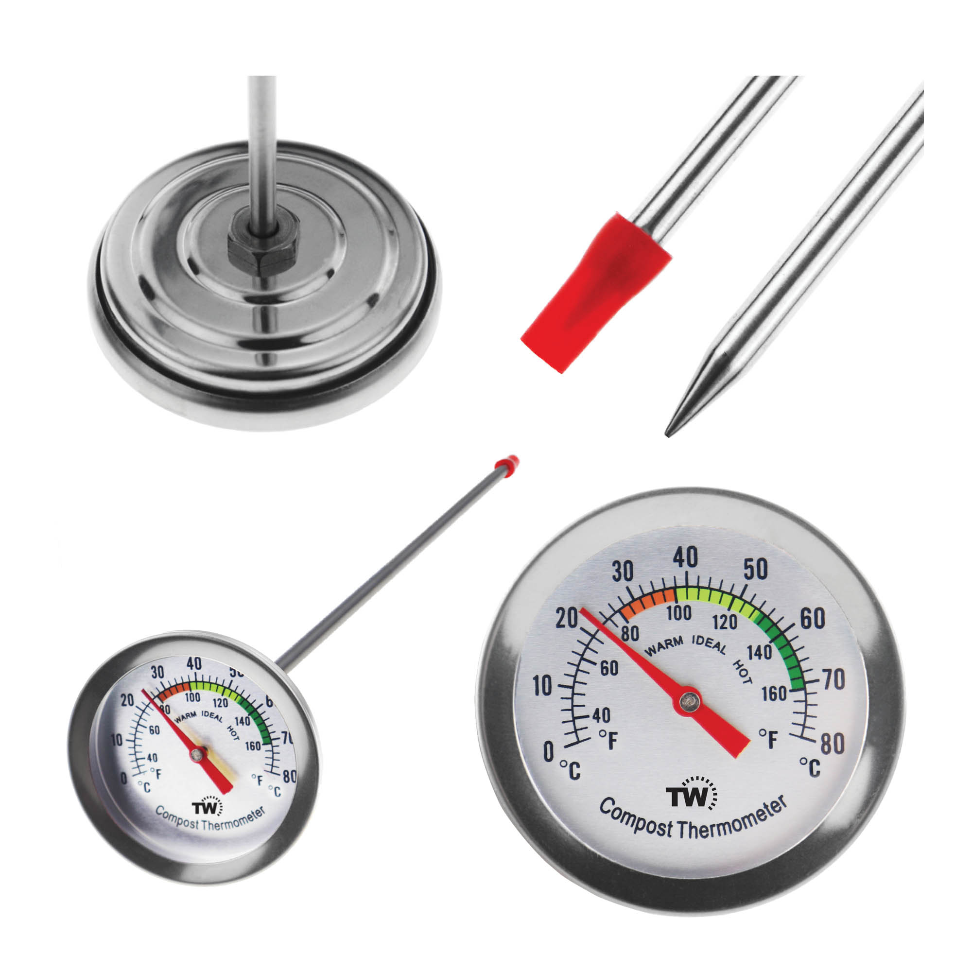 Compost Thermometer For Backyard Composting Stainless Steel Temperature  Gauge