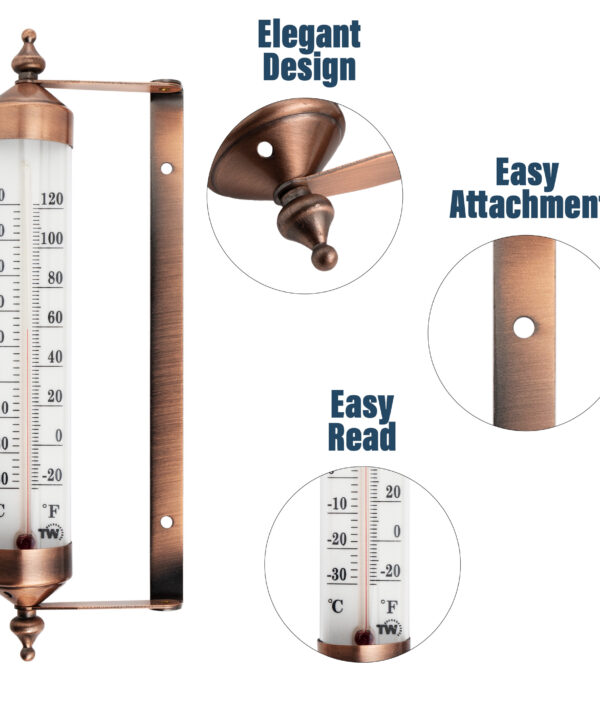 Bronze Effect Decorative Outdoor Garden Patio Thermometer - Image 4