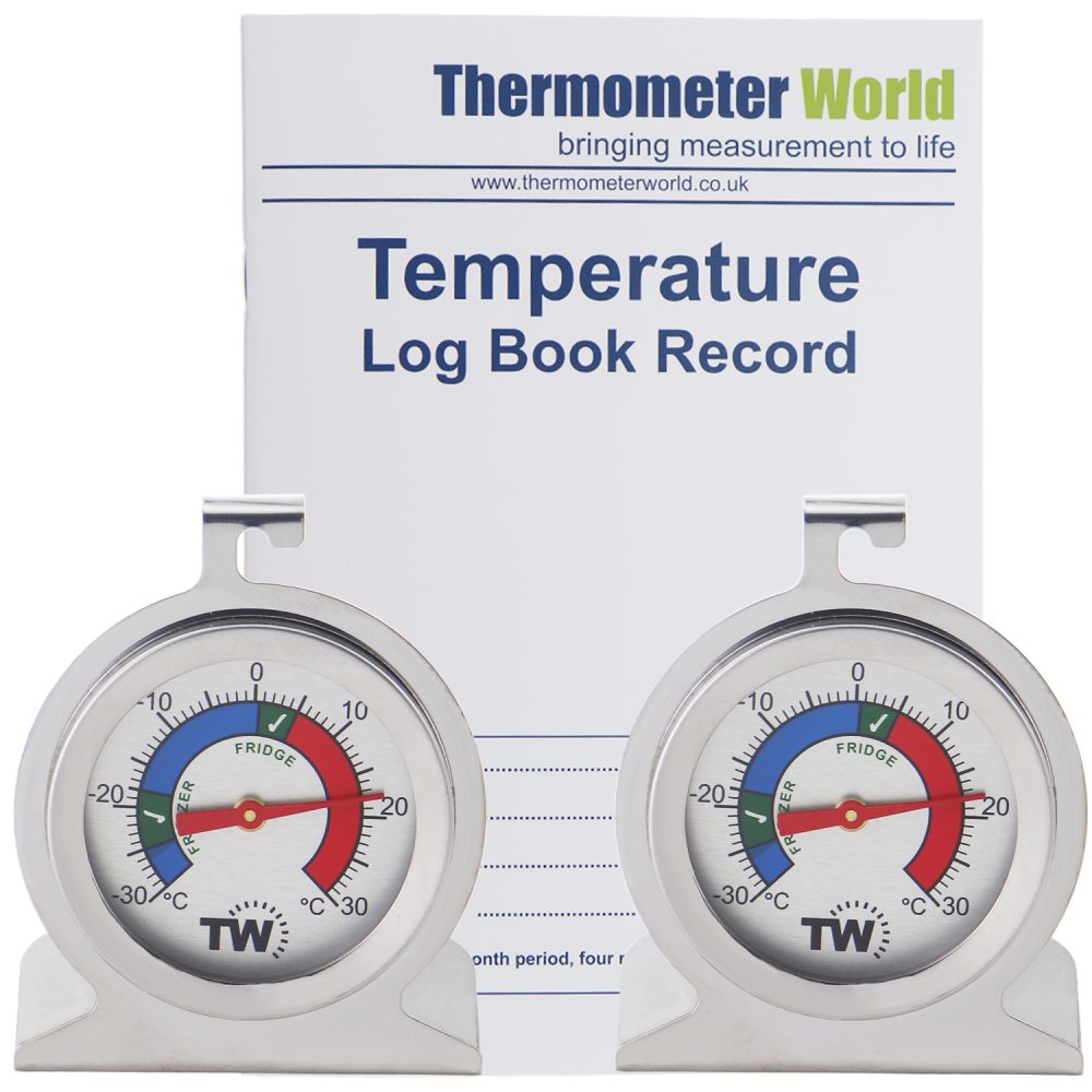 Stainless Steel Fridge Freezer Thermometer Dials With Temperature Log Book