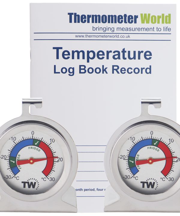 Stainless Steel Fridge Freezer Thermometer Dials With Temperature Log Book