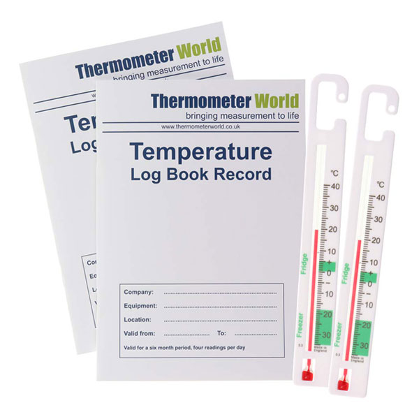 2 X Fridge or Freezer Thermometers With 2 x Temperature Log Books by Thermometer World IN-135