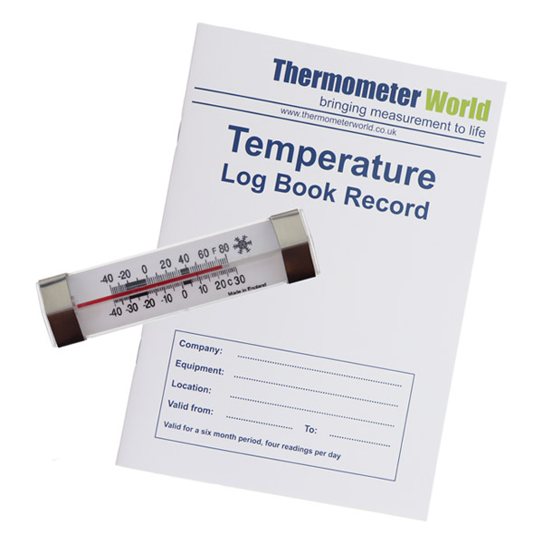 Temperature Log Book With Clip On Fridge Freezer Thermometer by Thermometer World UK