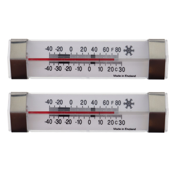 2 Pack of Fridge Freezer Stainless Steel Clip On Thermometers