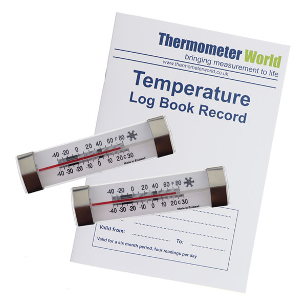 Temperature Log Book With 2 x Fridge Freezer Clip On Thermometers by Thermometer World