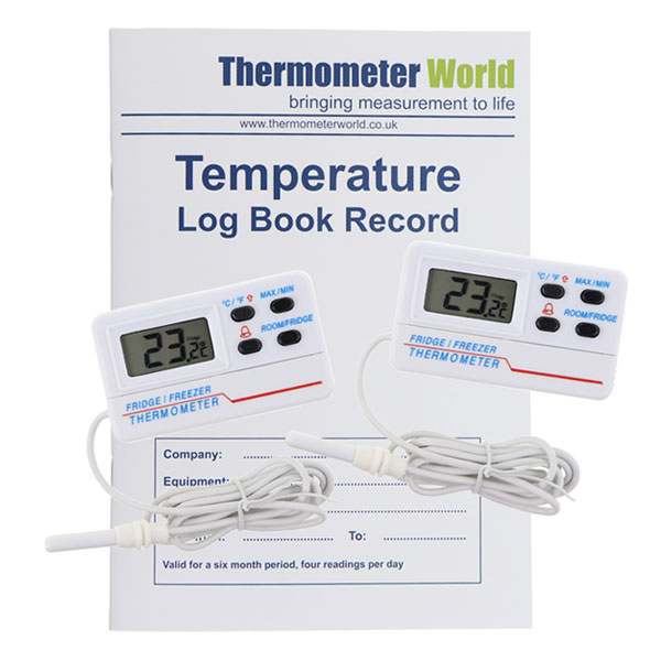 Temperature Log Book With 2 Digital Max Min Fridge Freezer Thermometers by Thermometer World