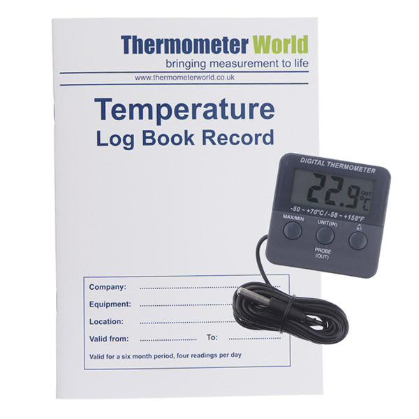 Temperature Log Book With Magnetic Digital Max Min Fridge Freezer Thermometer