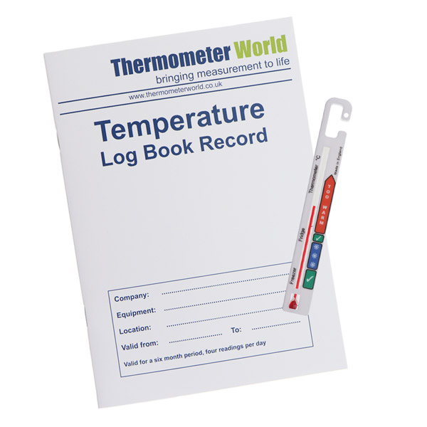 Temperature Log Book With Vertical Fridge Thermometer