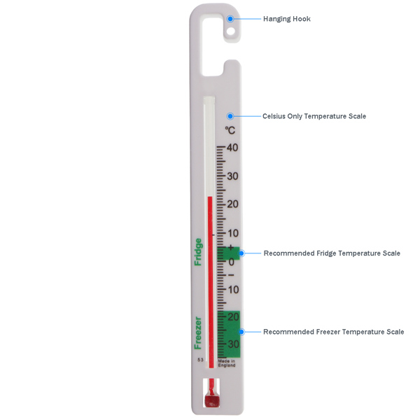 Vertical Fridge Freezer Thermometer
