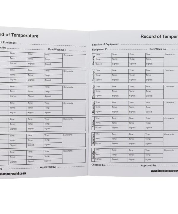 Fridge Temperature Log Book Inside