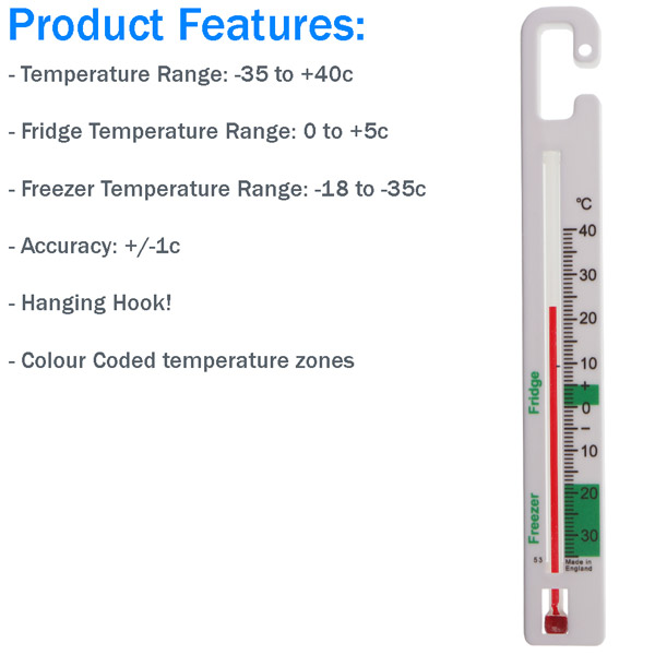 Vertical Fridge Freezer Thermometer Features