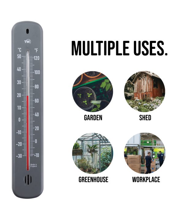 Grey Outdoor Thermometer - Multiple Uses