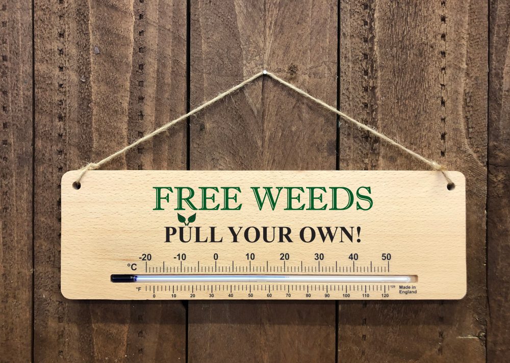 Garden Thermometer Sign - Free Weeds